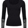 Tim&Simonsen Mary Bluse med blondeærme Sort str. L/XL